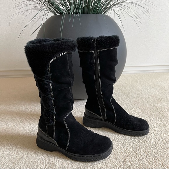 Naturalizer Suede Leather Winter Boot Faux Fur Lined Full Zipper Size 6.5 Black - Picture 9 of 9